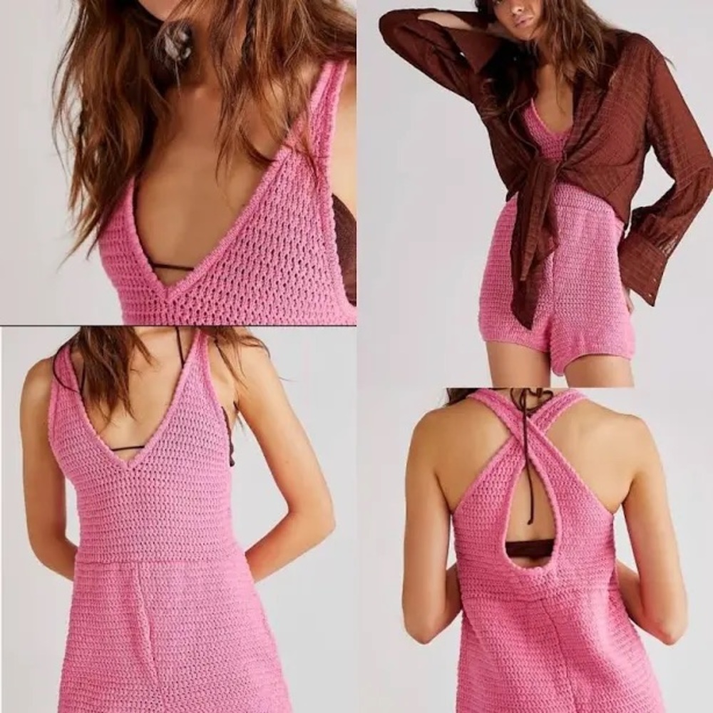 Free People Clear Skies Burgundy Knit Romper - Picture 4 of 5